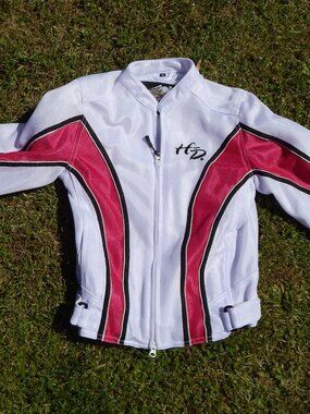 Harley Davidson Womens Mesh Liner Jacket White & Pink Zip Size Small